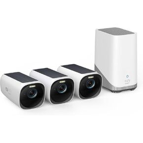 Eufy Security Eufycam S330 (Eufycam 3) حزمة 3 كامنات ، كاميرا أمان لاسلكية في الهواء الطلق ، كاميرا 4K مع لوحة شمسية ، إلى الأبد ، AI التعرف على الوجه ، تخزين محلي قابل للتوسيع ، لا رسوم شهرية