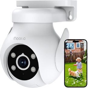 Noorio 2K Security Camera Outdoor Wired 360° Pan/Tilt, Two Way Talk Outdoor Camera for Home Surveillance, Support 24/7 Recording, Color Night Vision, Cloud & SD Card Storage, 2.4G WiFi Only