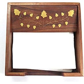 Wooden Handmade Napkin Holder Carving Flap Wood Paper Napkin and Tissues Holder Stand Wooden Tissue Box for Hotels, Kitchen Table and Restaurants (Carving)
