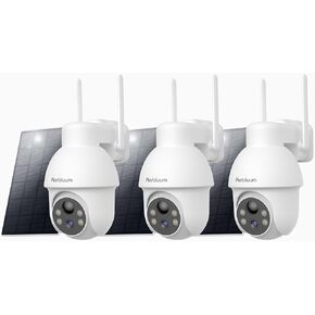 Security Camera Wireless Outdoor, 2K Solar Security Camera,Battery Powered 360°PTZ Security Camera 3Pack