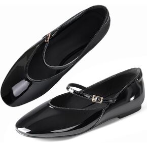CouieCuies Women's Mary Jane Flats Round Toe Ballet Flats Adjustable Strap Comfortable Business Casual Mary Janes Dress Shoes
