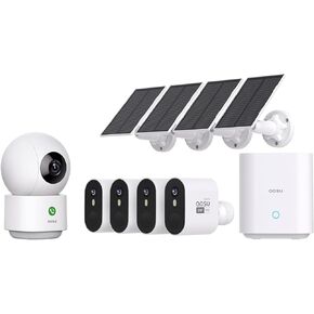 AOSU 5MP SOLARCAM MAX SYSTEM 4-CAM-KIT + 2K CAMERANT (الكاميرا الداخلية لا تتصل بزوج MAX's Homebase)