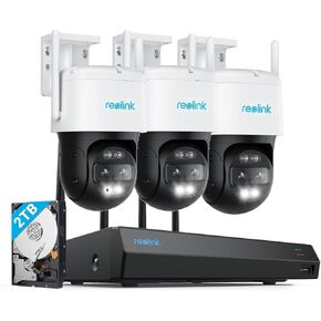 Reolink 4K PTZ Camera System ، 3pcs Camera Dual Lens PTZ WiFi مع Zoom الهجين 6x ، 1pc 12ch wifi nvr مع 2tb HDD مثبت مسبقًا