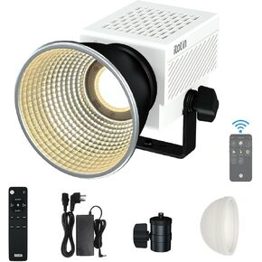 COB Led Video Light, Portable 60W Bi-Color Compact Continuous Output Lighting, CRI≥96, TLCI≥97, 2.4G/ App Control, 12V DC/PD Power Supply for Studio Photography, Video Recording - White