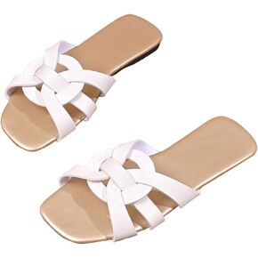 GORGLITTER Women's Flat Sandals Open Toe Slip on Dressy Vacation Slide Sandals
