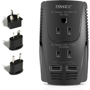 2000W Voltage Converter 220V to 110V Converter Step Down Voltage for Hair Dryer Straightener Curling Iron, Universal Travel Adapter with 2 USB, and UK/EU/AU Plugs