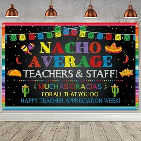 Nacho متوسط ​​المعلم الخلفية لافتة لافتة المعلم أسبوع ديكورات لافتة خلفية شكرا لك المعلمين الموظفين ديكورات المكسيكية الملونة