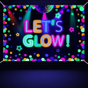 7x5ft Neon Let's Glow Party Backdrop Backdrop Colorfullupt Background Groudal Flud in the Dark Party Form