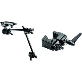 Manfrotto 196B-2 143BKT 2-Section Single Articulated Arm with Camera Bracket (Black) & 035 Super Clamp Without Stud - Replaces 2915, Black