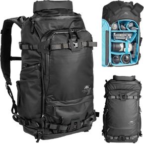 Tenzing 40 liter Water Resistant Camera Backpack 16 inch Laptop Compartment with Rain Cover Fits DSLR, SLR, Drone, Mirrorless Cameras, Batteries, Lenses,Tripod Black