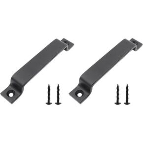 2 PCS Barn Door Handle, Heavy Duty Sliding Door Carbon Steel Handle Pull, 6 Inch Gate Handle Set Door Pull, Pull Handle for Gate Cabinet Closet Drawer Garage Shed with Mounting Screws (Silver)