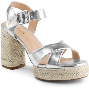 COLETER Women's Platform Chunky Heels Ankle Strap Espadrille Block Heeled Sandals