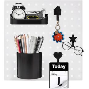 Black Pegboard Combination Kit Pegboard Plastic Shelf Baskets DIY Pegboard Wall Peg BoardWall Mount Organizer Accessories for Garage Workbench Various Tool Accessories (Black - A)