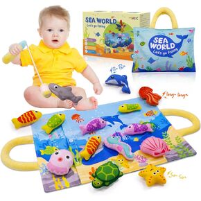 Montessori Toys for 1 Year Old Boy Girl Birthday Gifts, 16PCS Fishing Game for Toddlers 1-3, Sensory Learning Toys for 1 Year Old- Learning Counting, Color Sorting; Fishing Toy Easter Gifts & Games