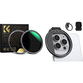K&F Concept 67mm Magnetic Variable ND Filter ND8-ND128 (3-7 Stops) + 67mm Threaded Filter Ring + 67mm Magnetic Phone Lens Filter Ring iPhone 15 Pro Max