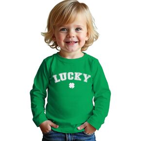 Toddler St. Patrick's Day Shirt Baby Boy Girl Lucky Shamrock Long Sleeve T-Shirt Irish Clover Tees Cotton Tops 1-5T