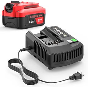 CMCB205 20V 6000mAh 120Wh+ Replacement Battery CMCB 104 20V Rapid Battery Charger Combo for Craftsman Series Tools Compatible with Craftsman Tools CMCB204, CMCB206, CMCB202, CMCB201
