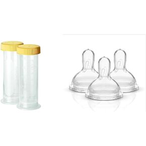 Medela Breast Milk Storage Bottles, 12 Count with Slow Flow Spare Nipples, 3 Pack