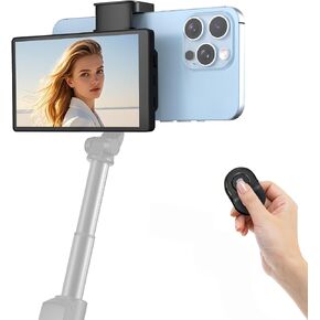 APEKX 5" Vlog Self-Timer Monitor Screen with Real-Time Sync Low Latency, Direct Cable Connection, Perfect for Live Screen Sharing on TikTok, YouTube-Compatible with iPhone and Android Phones (Black)