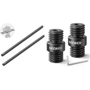 NEEWER 15mm Rod (16"/40cm Long, 2 Pack), Aluminum Alloy Extendable 15mm Extension Rods for 15mm LWS Rod Rail System Shoulder Rig, 2 Pack 15mm Rod Connector Included