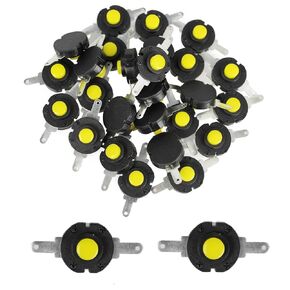 50Pcs Latching Micro Push Button Switch, Round Self-Lock On/Off Mini Switches, DC 30V 1A, 2 Pin with Hole, for DIY Flashlight, Light Lamp, Wall Outlet, Yellow