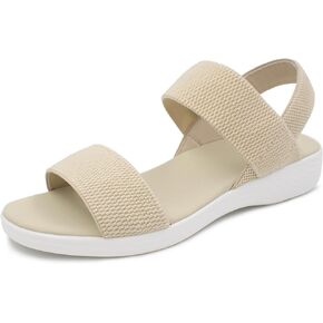 L LOUBIT Women's Sandals Elastic Strap Summer Comfort Open Toe Slides Anti-Slip Lightweight Flat Sandals in Kuwait