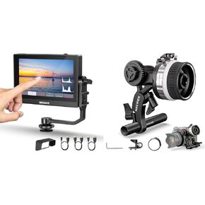 NEEWER F500 5.5 Inch Camera Field Monitor, HDR Touch Screen with 3D LUT, Full HD 1920x1080 IPS 4K HDMI Loop in/Out DSLR Video Waveform Vector Scope Peaking, Mini Follow Focus with A/B Stops Included