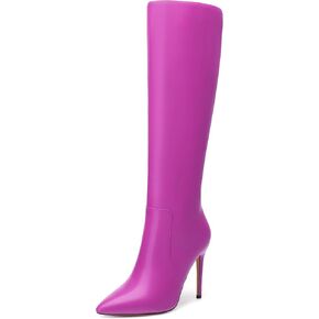 AMBELIGHT Knee High Boots for Women Stiletto High Heel Pull on Pointed Closed Toe Long Boots Elegant Comfortable Fashion Classic Tall Boots 4 Inch