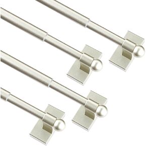 Multi functional hanging pole，Magnetic Curtain Rods for Metal Doors，No tools required,Multi-Use Adjustable Appliance for Windows Iron Steel Places，16-28 Inch，2 Pack,Gold