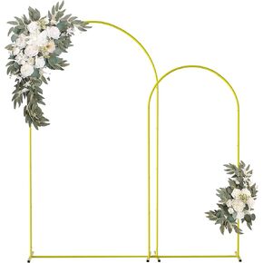 Metal Arch Backdrop Stand 2 Set, 6FT & 7.2FT Arch Backdrop Stand Gold Wedding Arch Frame, Garden Balloon Column Stand for Birthday Party Baby Shower Graduation Ceremony Christmas Halloween Decoration