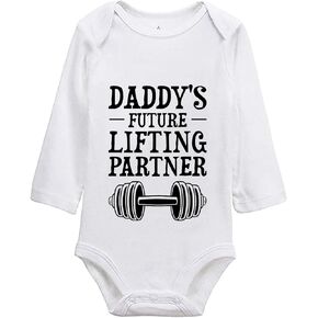 Newborn Babies Girls Baby Boy Daddy's Future Lifting Partner Short Sleeve bodysuit Little Sister Outfit Unisex