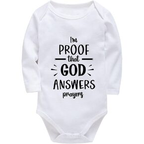 I'm Proof That God Answers Prayers Baby Clothes Long Sleeve Baby Romper White Baby Bodysuits