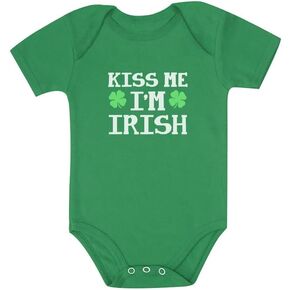 Tstars First St. Patrick's Day Outfit - Irish Lucky Clover Short Sleeve Bodysuit for Baby Boys & Girls