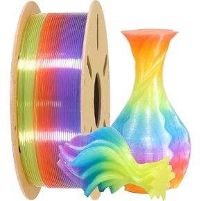 Transparent Fast Color Change Rainbow PLA 3D Printing Filament, 1KG 1.75mm Multi Colored Changed Random Clear PLA, Widely Support for 3D Printer, 2.2lbs 3D Printer Material Natural Rainbow PLA
