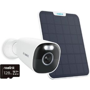 REOLINK Argus Eco Ultra +SP with 128GB SD Card,4k Solar Wireless Security Camera Outdoor, 2.4Ghz/5Ghz Dual Band WiFi, Loacl Storage, 8MP Color Night Vision, Compatible with Alexa