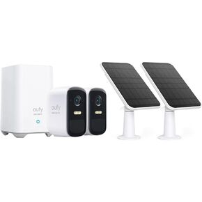 eufy Security, eufyCam S220 (eufyCam 2C Pro) 2-Cam Kit & Certified eufyCam Solar Panel 2 Pack, Wireless Home Security Camera, 2K Resolution, 180-Day Battery Life