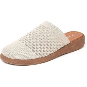 Jeesay Women's Slip On Mules Wedge Sandals Closed Toe Breathable Textile Slides Clogs Summer Shoes