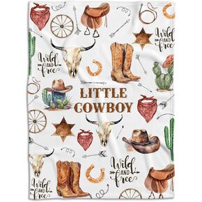 Western Blanket, Western Decor for Nursery Room, Baby Blankets for Boys Girls, Baby Cowboy Blankets, Soft Warm Lightweight Nursery Bed Blanket for Newborn Toddlers, 30x40 inches