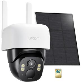 litokam 4G Cellular Security Camera, Solar Powered Security Cameras Wireless Outdoor with SIM Card - 4MP 360° PIR Motion Detect, Color Night Vision, Siren & Alarm, No WiFi Needed