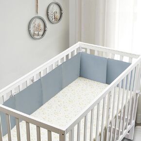 6PC Soft Mesh Corner Edge, Iner Lining Strips Soft Cushion, Soft and Comfortable Crib Side Padding, -9.85in x 11.8in (Grey)