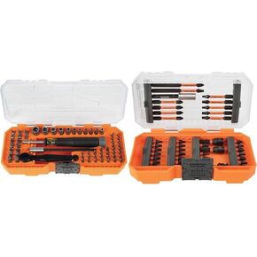 Klein Tools 32787 64-Piece Micro-Ratchet Precision Driver Set with Case and 33801 40-Piece Impact Driver Bit Set with ProFlex Bits