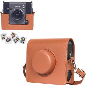 CAIYOULE Case for Fujiflim Instax Wide EVO Instant Camera PU Leather Bag and for Fuji Wide Film Photo Magnetic Picture Frame with Adjustable Straps Brown-（No Camera）