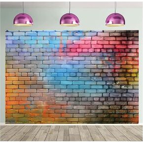 Colorful Brick Wall Photo Backdrop Baby Birthday Wedding Party Photography Background Home Decoration Background Photo Booth Studio Prop Banner 7x5 FT