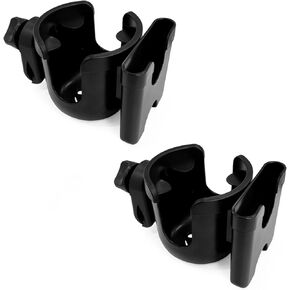 Sutekus Stroller Cup Holder with Phone Holder Universal 2-in-1 Cup Holder for Uppababy Stroller Bike Walker Scooter Wheelchair, 2Pack