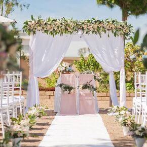 White Backdrop Curtains for Wedding Party: 2 Panels 5ft x 10ft Chiffon Photo Drapes for Birthday Parties Baby Decorations 10ft x 10ft