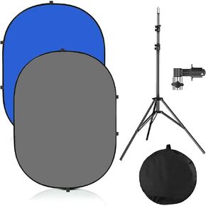 5x7ft/1.5x2m Chromakey Black White Backdrop with 7.8ft/2.4m Stand, 2-in-1 Reversible Collapsible Pop-Up Black White Screen Background Panel for Photography Studio, Live Streaming, Video Shooting