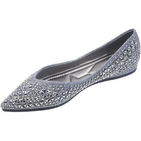 Women's Flats Comfortable Pointed Rhinestone Ballet Flats Soft Memory Foam Insole for Women Sparkle Elegant Dress Shoes