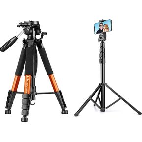 VICTIV Camera Tripod and Phone Tripod, Adjustable 74 Camera Tripod Stand, Tall 70 Tripod for Smartphone
