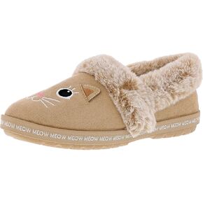 Skechers Women's Bobs Too Cozy- Meow Pajamas Slippers, Tan, 7.5M