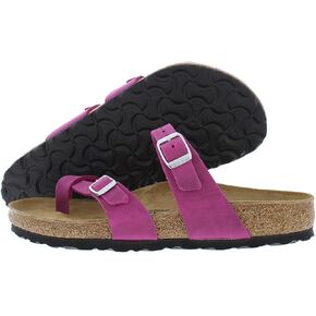 Birkenstock Mayari Oiled Leather Unisex Shoes Size 6, Color: Festival Fuchsia/Solid Purple-Purple